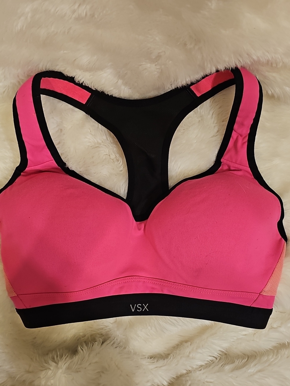 Victoria’s Secret VSX Sport Bra 32D Pink Black Racerback